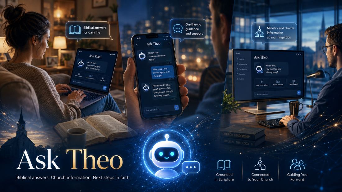 Ask Theo on laptop, phone, and desktop
